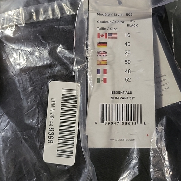 Lisette L Montreal Solid Magical Lycra Slim Pants Black 16 31 - Picture 5 of 9